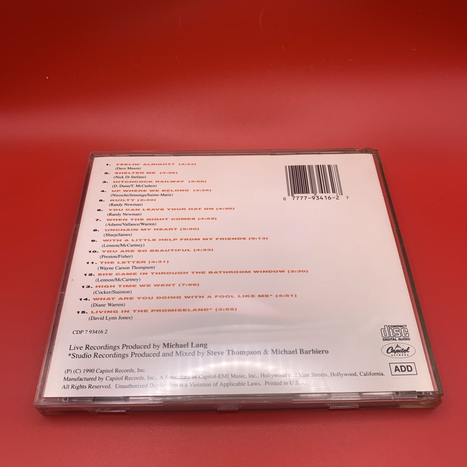 Live by Joe Cocker (CD, 1990) - Thumbnail 5